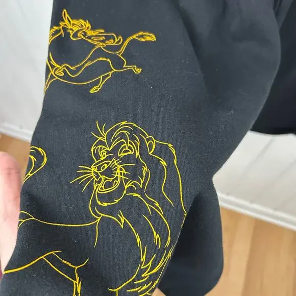 Disney Lion King Wide Leg Sweatpants Lounge Graphic Simba Black Women L - Picture 2 of 8
